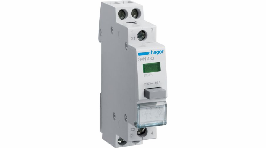 Hager Polo Tlačítkový spínač 2NO LED zelená 230V 16A (SVN433)