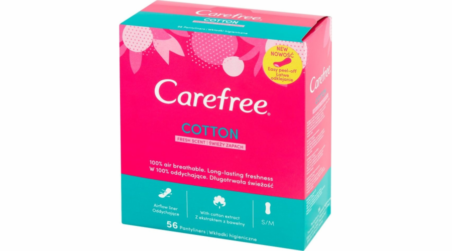 Carefree Carefree Cotton Fresh Scent hygienické vložky - svěží vůně 1 balení - 56 ks