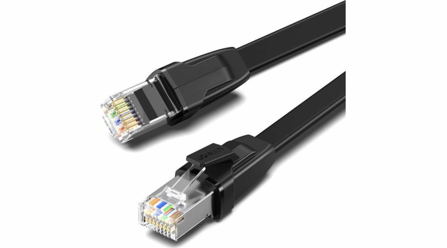 Ugreen UGREEN NW134 Plochý síťový kabel s kovovými zástrčkami, Ethernet RJ45, Cat.8, U/FTP, 2m (černý)