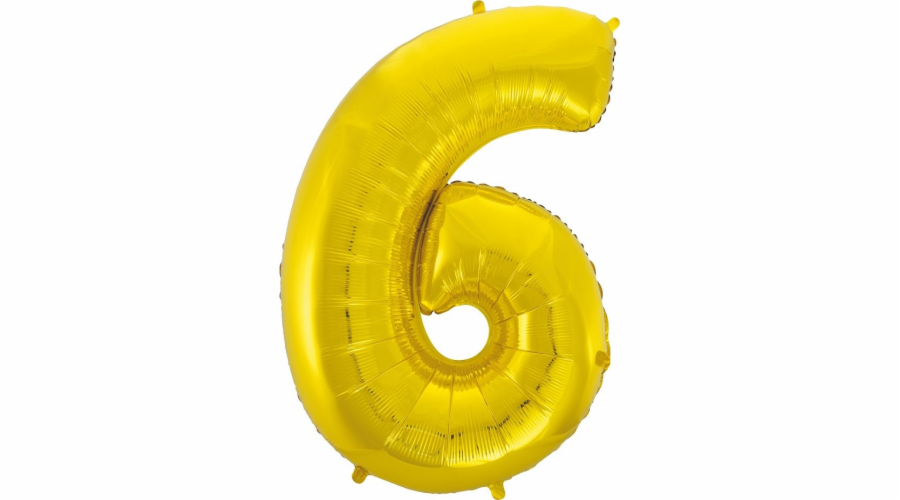 GoDan Fóliový balónek číslo 6 zlatý, 85cm