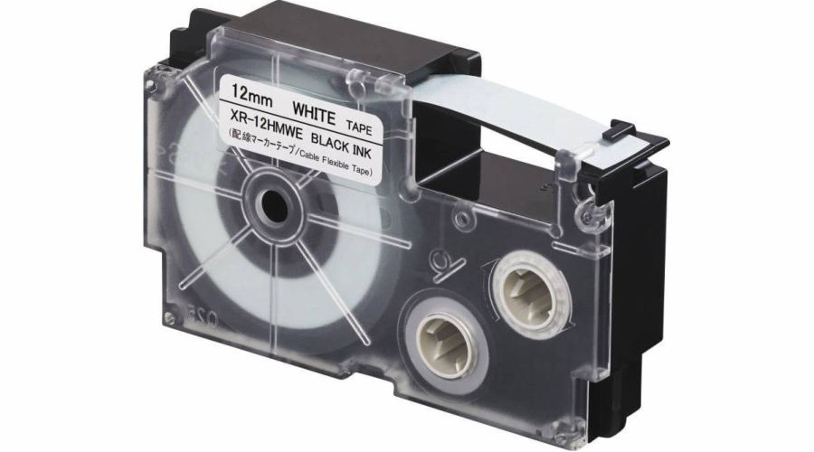 Casio XR tisková páska Casio XR-12HMWE, 12 mm x 5,5 m, Barva pásky: bílá / Barva tisku: černá