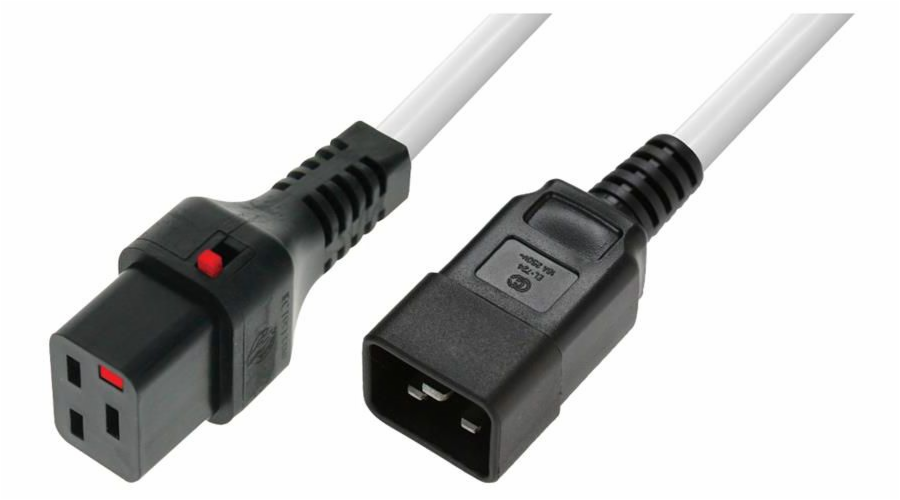 Assmann napájecí kabel IEC LOCK napájecí kabel 3x1,5mm2 IEC C20 rovný/IEC C19 rovný M/F 2m bílý - IEC-PC1299