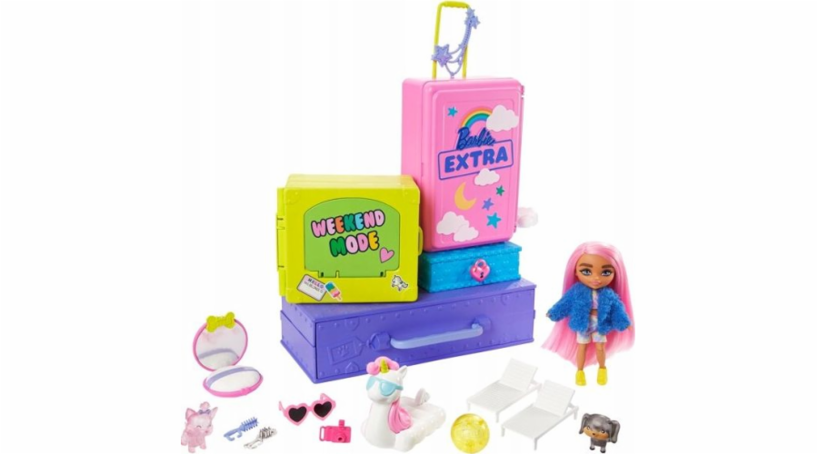 Barbie Mattel Extra panenka – malá panenka + zvířátka (HDY91)