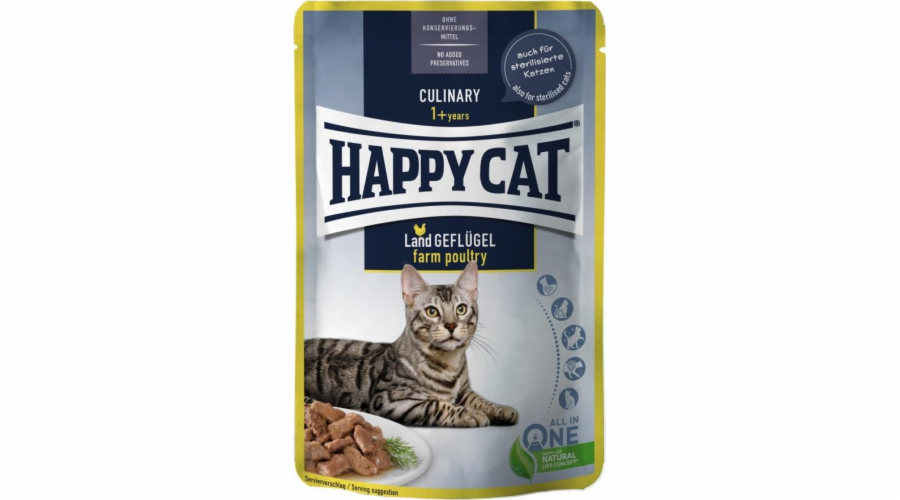 Happy Cat Culinary Mas in Sauce Farm Drůbež, mokré krmivo, pro dospělé kočky, drůbež, 85 g, sáček