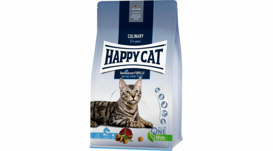 Happy Cat Culinary Spring Water Pstruh, suché krmivo, pro dospělé kočky, pstruh, bez kuřete, 1,3 kg, sáček