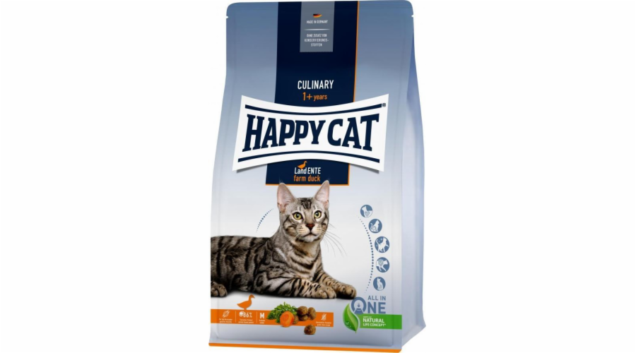 Happy Cat Culinary Farm Duck, suché krmivo, pro dospělé kočky, kachna, 1,3 kg, sáček
