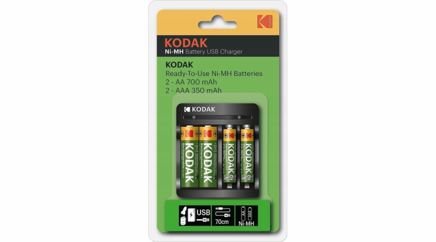 Nabíječka Kodak Usb nabíječka Kodak + 2x Aa 750mah baterie + 2x Aaa 300mah
