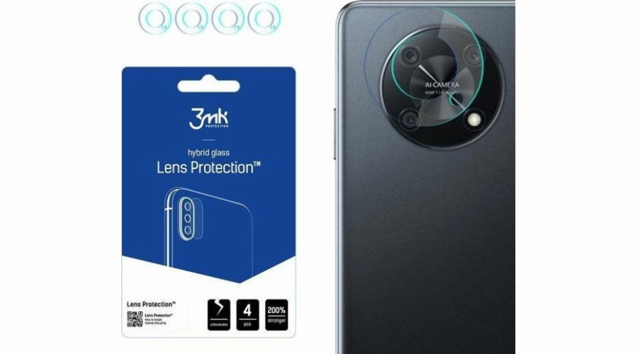 Hybridní sklo pro objektiv fotoaparátu 3MK Ochrana objektivu Huawei Nova Y90 [4 PACK]