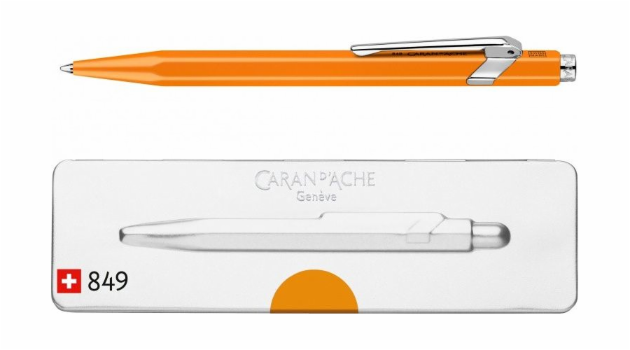 Caran d`Arche CARAN D'ACHE 849 Pop Line Fluo kuličkové pero, M, v krabičce, oranžové