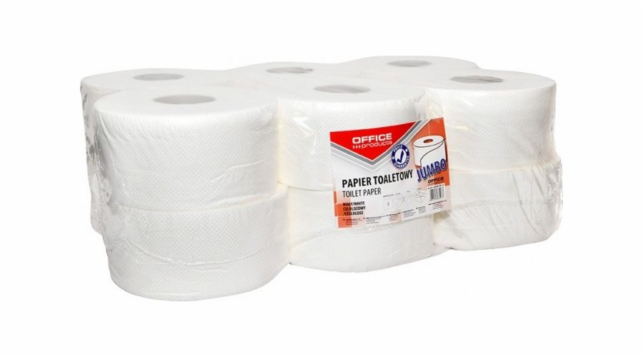Kancelářské produkty KANCELÁŘSKÉ PRODUKTY Jumbo celulózový toaletní papír, 2-vrstvý, 120 m, 12 ks., bílý
