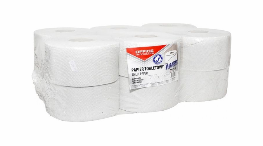 Kancelářské produkty KANCELÁŘSKÉ PRODUKTY Jumbo recyklovaný toaletní papír, 1-vrstvý, 120 m, 12 ks., bílý