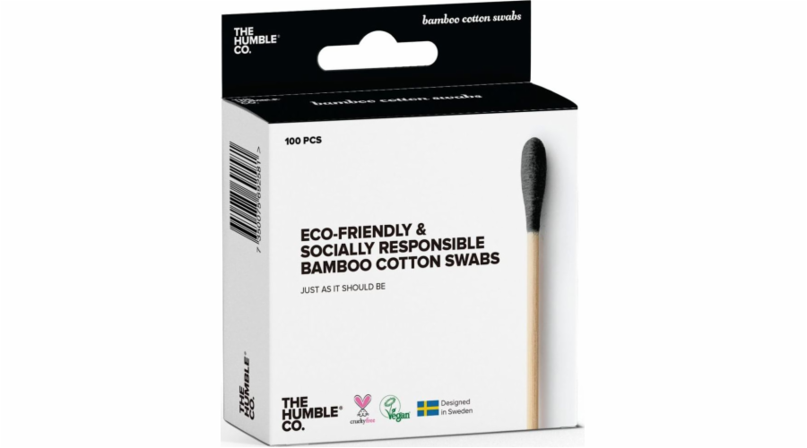 Humble Brush Humble kartáček, Ekologické špunty do uší bambus a přírodní bavlna, ČERNÁ, černá, 100 ks