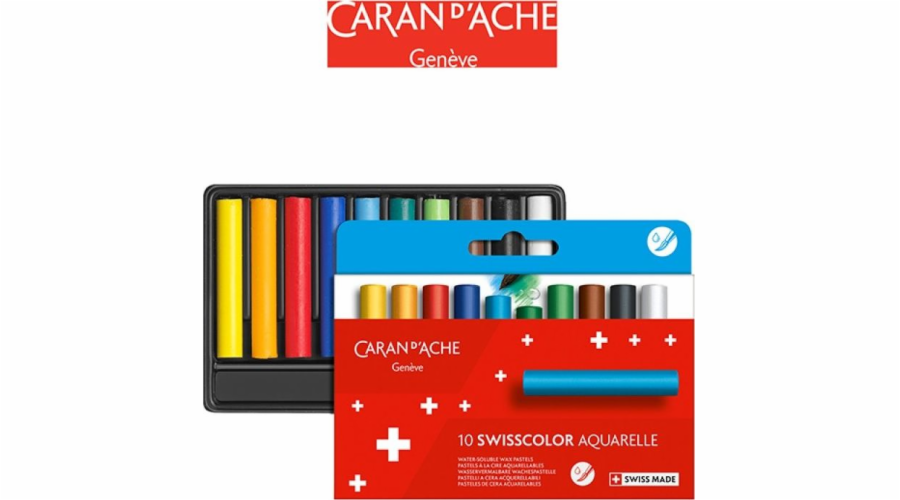 Caran d`Arche CARAN D'ACHE Swisscolor voskové akvarelové pastelky, kartonová krabička, 10 ks.