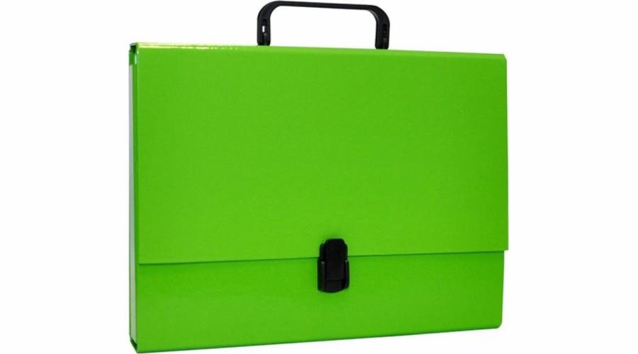 Kancelářské výrobky Krabice A4/5cm s uchem a zámkem světle zelená
