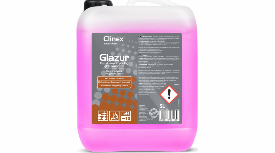Clinex Tekutina na čištění podlah, glazur, kamenů CLINEX Glazur 5L Tekutina na čištění podlah, glazur, kamenů CLINEX Glazur 5L