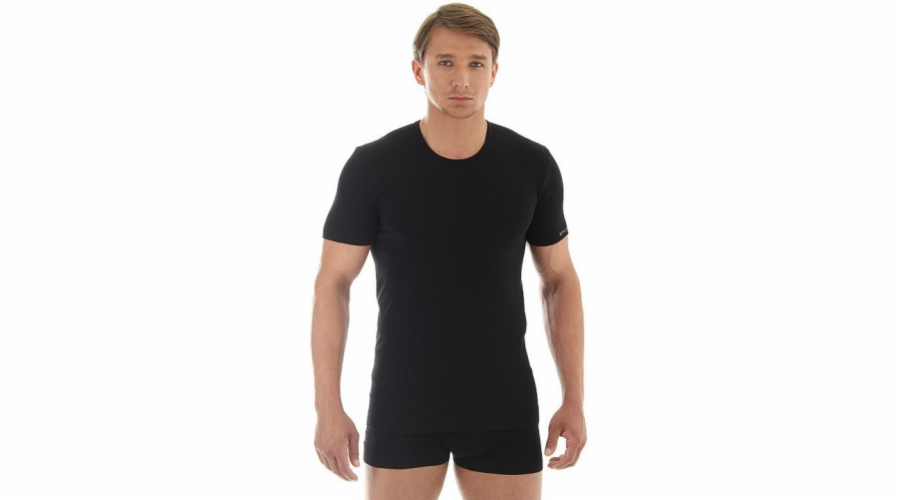 Brubeck pánské pohodlné bavlněné tričko s krátkým rukávem, černé, velikost XL (SS00990A)