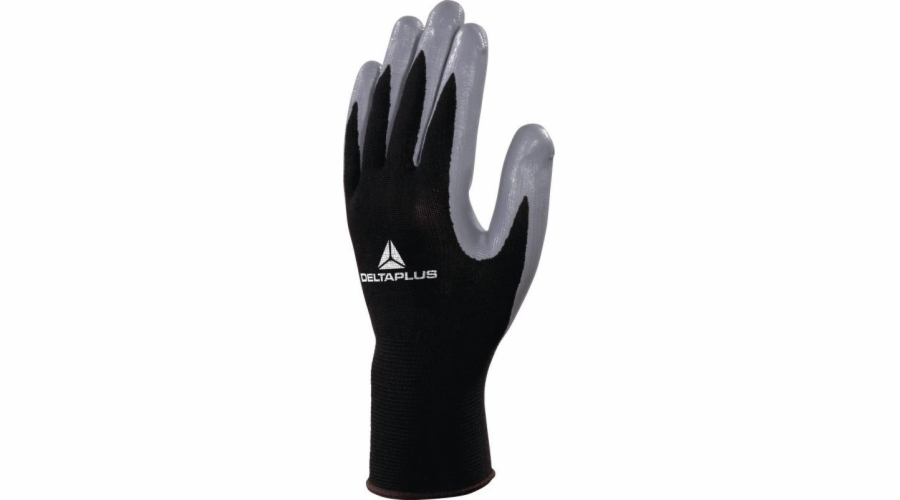 Pletené rukavice Delta Plus Polyester Rukavice Nitrilová strana Velikost 7 Černá/Šedá (VE712GR07)