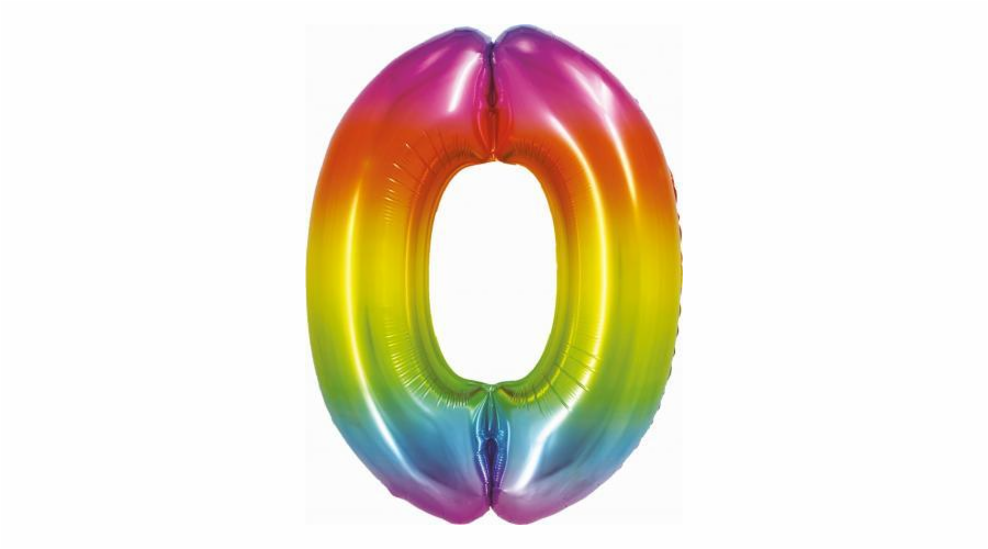 GoDan Foil balónek chytré číslo 0, duha, 76 cm