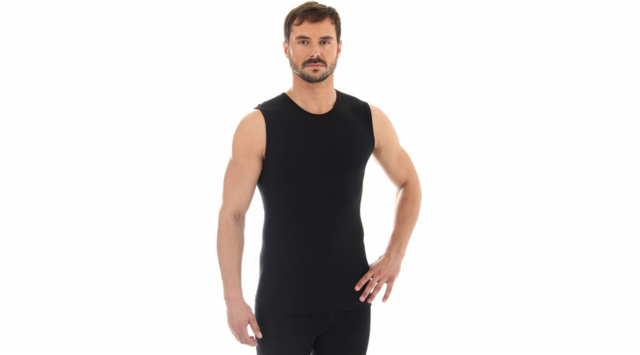 Brubeck pánské tričko bez rukávů COMFORT WOOL, černé, velikost XL (SL10160)