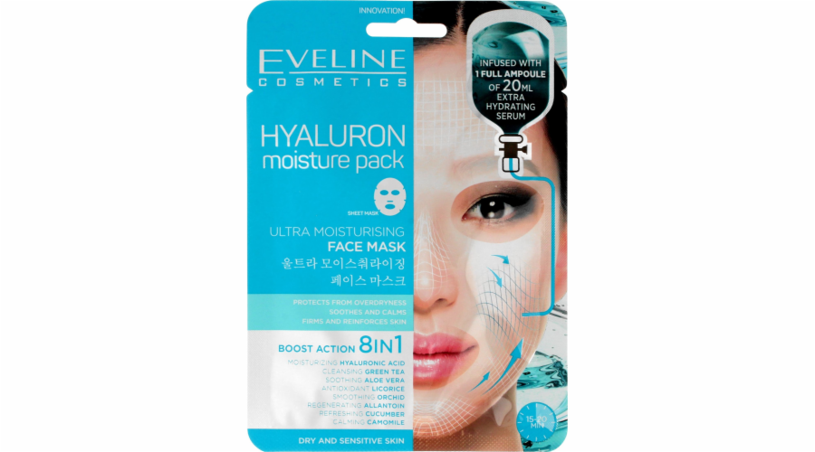 Eveline Hyaluron Moisture Pack Ultra Moisturizing Face Mask Ultra-hydratační maska