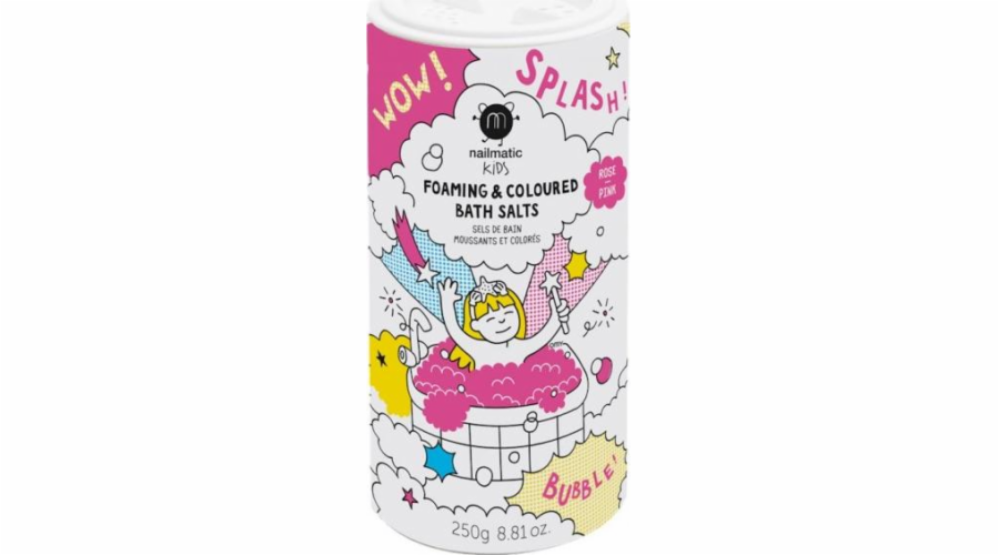 Nailmatic Nailmatic Kids Foaming & Colored Bath Salts pěnící sůl do koupele pro děti Růžová 250g