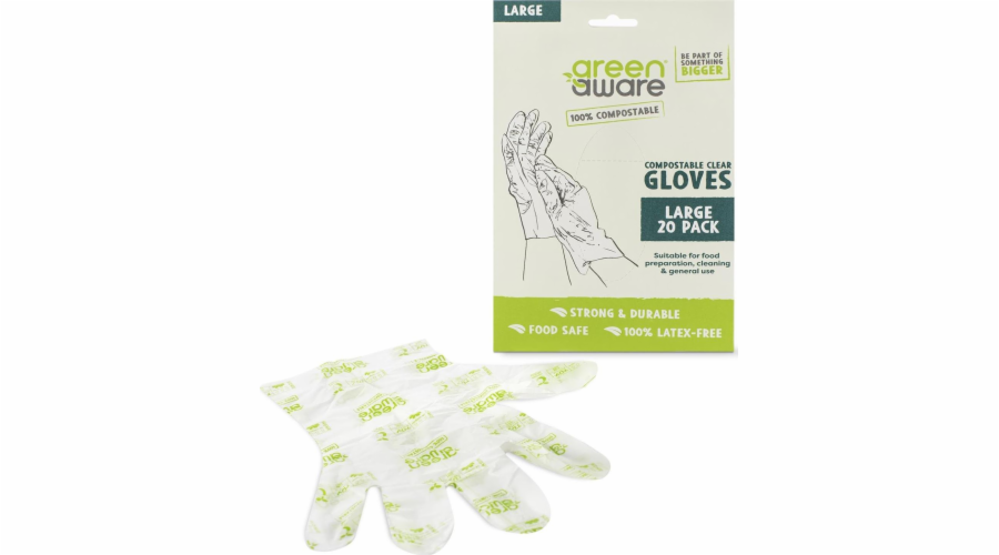 GreenAware GreenAware, Kompostovatelné jednorázové rukavice, velikost L, 20 ks.