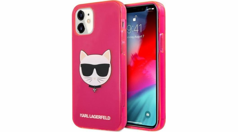 Karl Lagerfeld Karl Lagerfeld KLHCP12SCHTRP iPhone 12 mini 5.4 růžový/růžový pevný obal Glitter Choupette Fluo