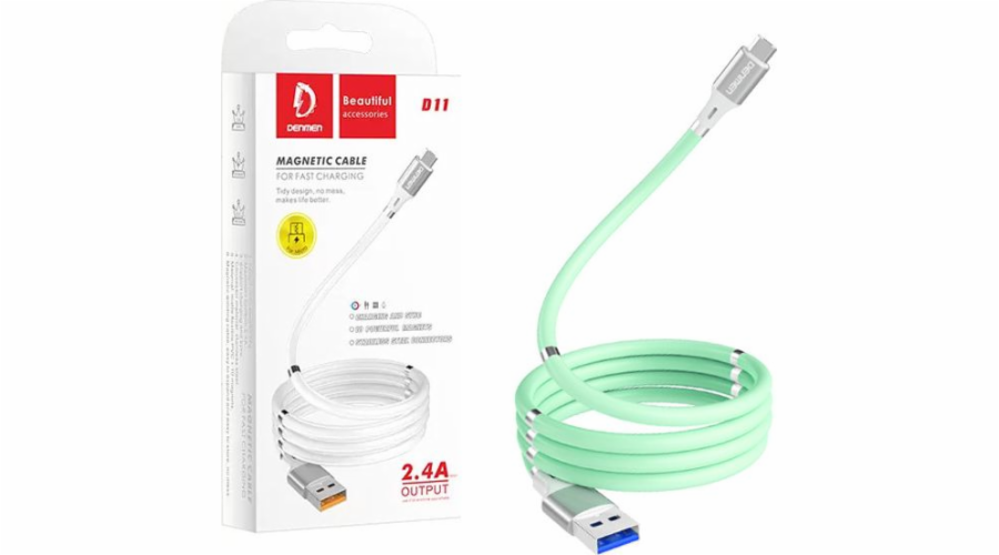 Denmen USB-A - USB-C USB kabel 1 m Mint (29366)