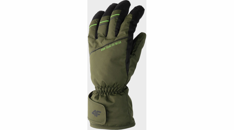 4f Pánské lyžařské rukavice H4Z22-REM002 Khaki velikost S