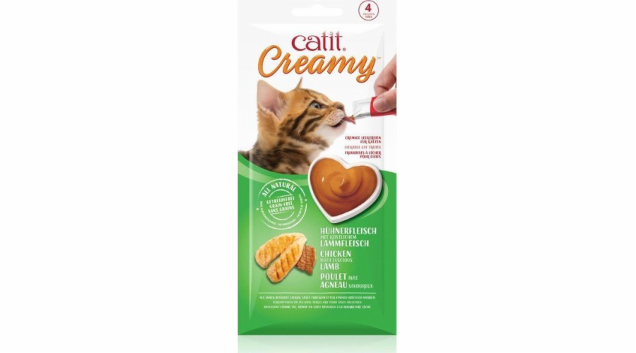 Catit Creamy Chicken & Lamb, mokrá pochoutka, pro kočky, kuřecí a jehněčí maso, 4 ks/balení