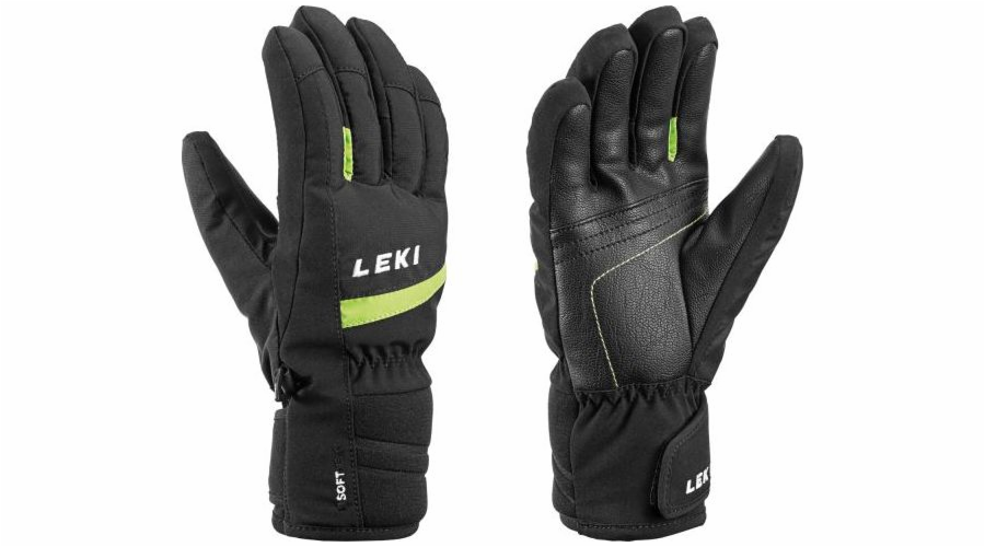 Lyžařské rukavice Leki Max Junior black-lime vel. 7.0