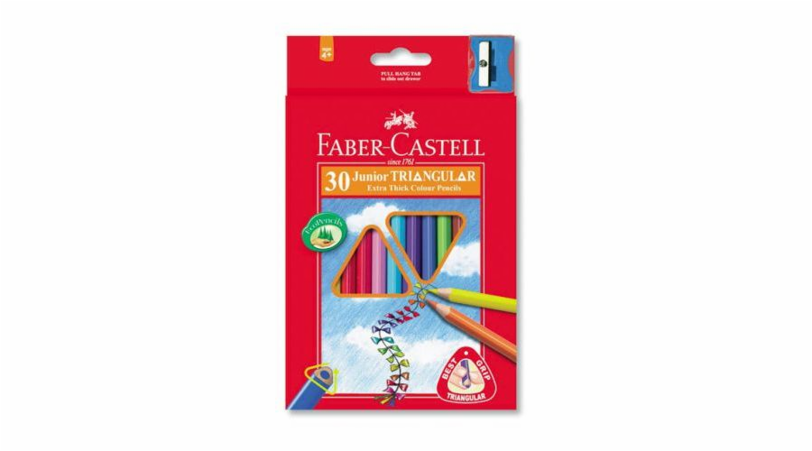 Faber-Castell Jumbo trojúhelníkové pastelky 30 barev + ořezávátko Faber-Castell Kartonové balení (116530 FC)