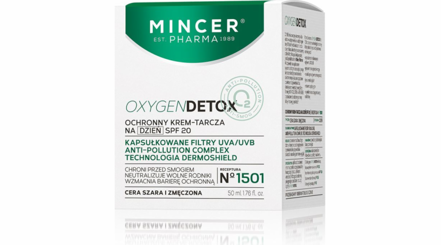 Mincer Pharma Oxygen Detox Ochranný denní krém-Shield SPF20 č. 1501 50ml