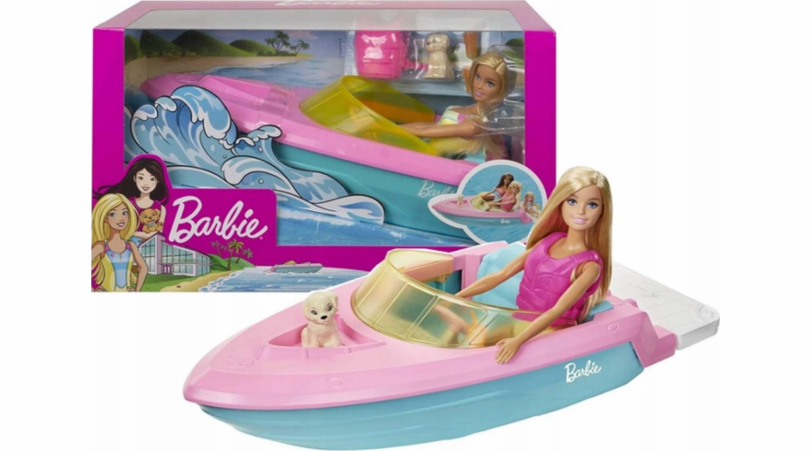 Barbie Sada Barbie Panenka + Motorový člun Člun pro panenku (GRG30)