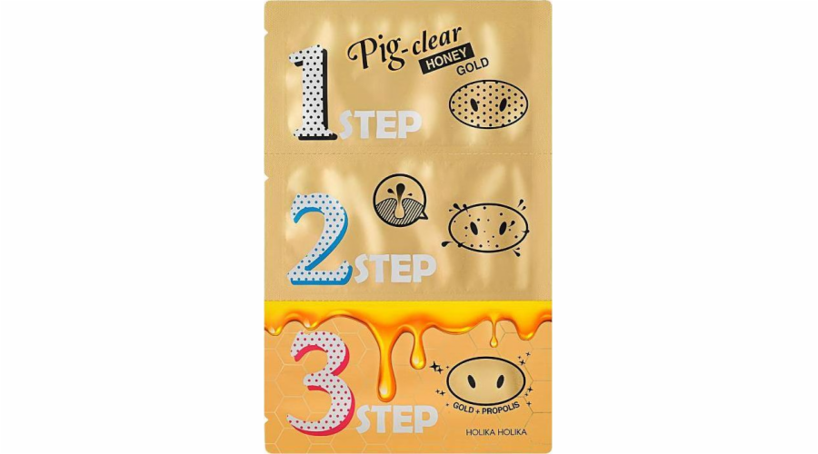 Holika Holika Pig-Clear Honey Gold, sada čistících náplastí na černé tečky, 3 ks.