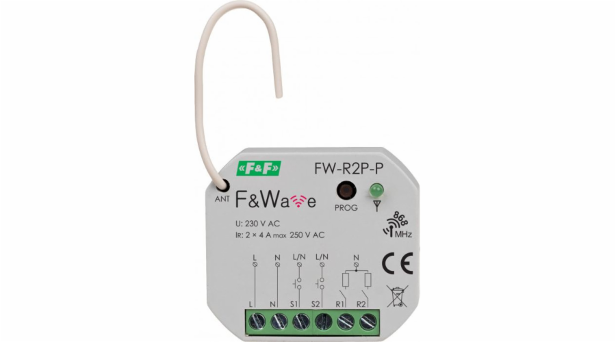 F&F Radio dvojité bistabilní relé pro fi60 box 85-265V AC/DC, multifunkční, zapuštěné FW-R2P-P