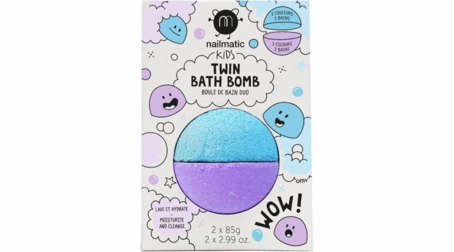 Nailmatic Nailmatic Kids Twin Bath Bomb dvojitá koupelová bomba pro děti Modrá/fialová 170g