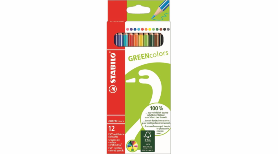 Stabilo Greencolors pouzdro na pastelky 12 barev (379885)