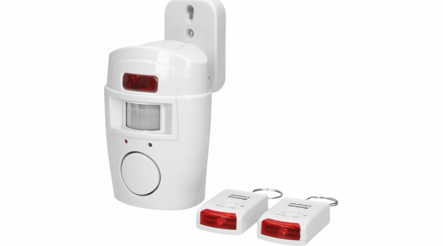 Mini bezdrátový alarm s vestavěnou sirénou, dálkové ovládání, 6m, baterie, 2 dálkové ovladače, AS-1