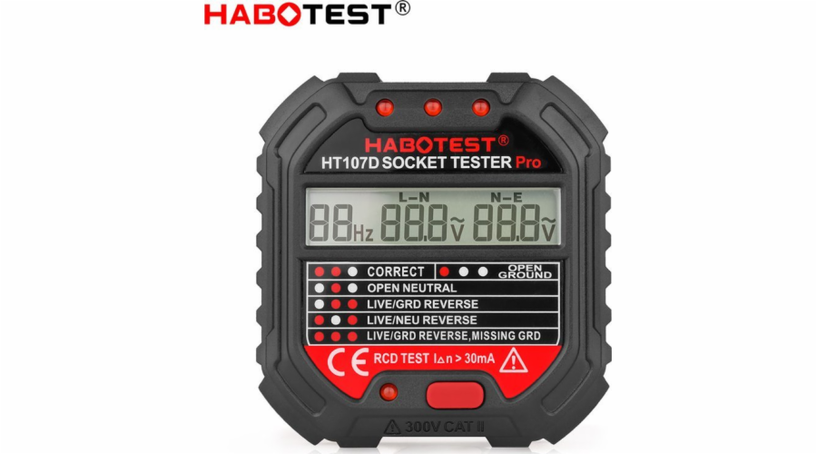 Univerzální tester zásuvek Habotest HT107D s digitálním displejem