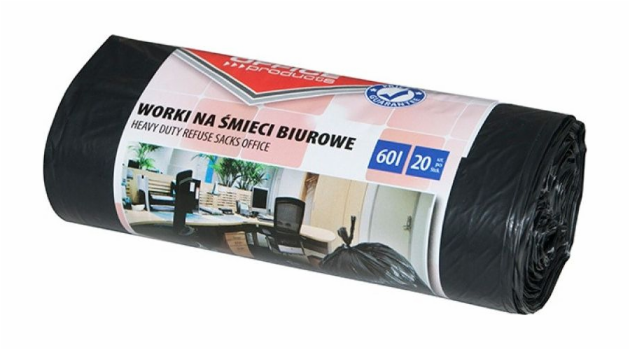 Kancelářské produkty KANCELÁŘSKÉ PRODUKTY kancelářské pytle na odpad, silné (LDPE), 60l, 20 ks, černé