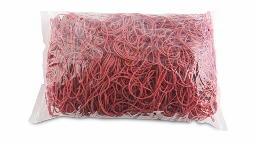 Kancelářské výrobky KANCELÁŘSKÉ PRODUKTY gumičky, průměr 70mm, 1,5x1,5mm, 60% guma, 1000g, bal, červená