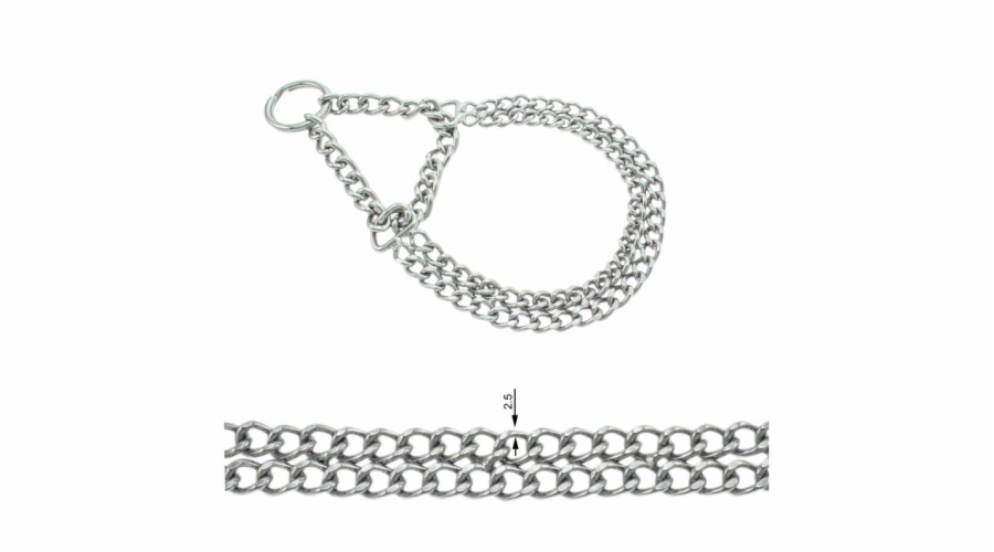 Řetěz - obojek polostahovací dvouřadý 2,5 mm/50 cm