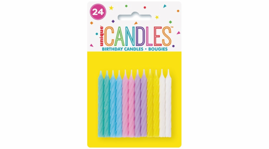 Svíčky dortové pastelové 24 ks