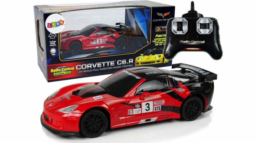 Import leantoys Sports Car R/C 1:24 Corvette C6.R Red 2.4 G Lights