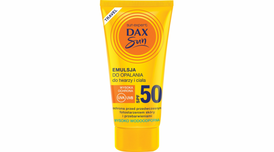 Dax Sun Sunscreen emulze na obličej a tělo SPF 50 cestovní 50 ml