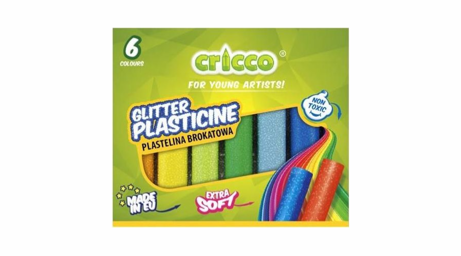 Plastelína Cricco Glitter, 6 barev