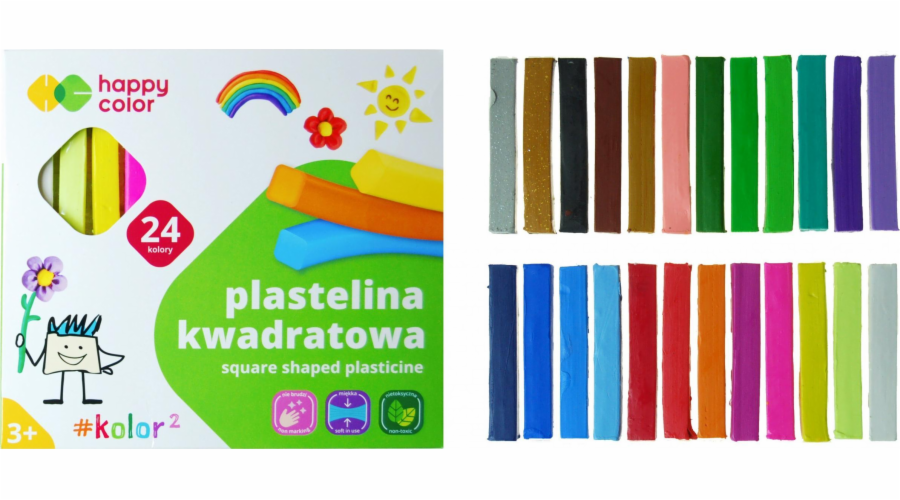 Školní plastelína Happy Color Square, 24 barev Happy Color