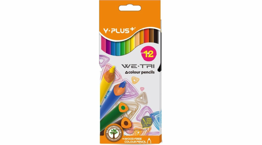 Bezdřevé pastelky Y-PLUS, 12 barev