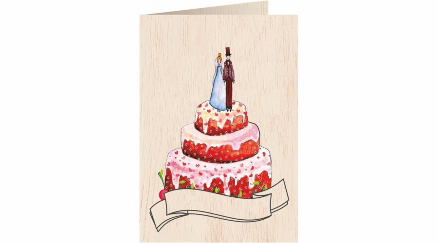 Cozywood Dřevěné přání C6 + obálka Svatební dort
